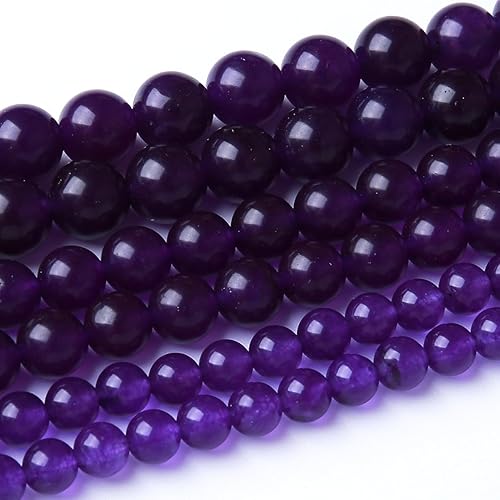 Miniatura 12 de Cuentas sueltas redondas de gemas naturales, cuentas de cristal de piedra energética para hacer joyas 15" (Cristales de cuarzo de fresa, jades, 6MM)