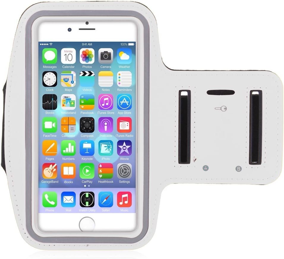 Water Resistant Sports Armband with Key Holder for iPhone 6, 6S,and 7 (4.7-Inch), Galaxy S3/S4, iPhone 5/5C/5S (White)