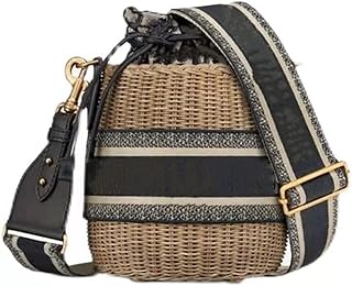 Borsa a secchiello intrecciata in paglia, borsa da donna alla moda, versione coreana della borsa versatile, borsa intrecciata 17x19cm