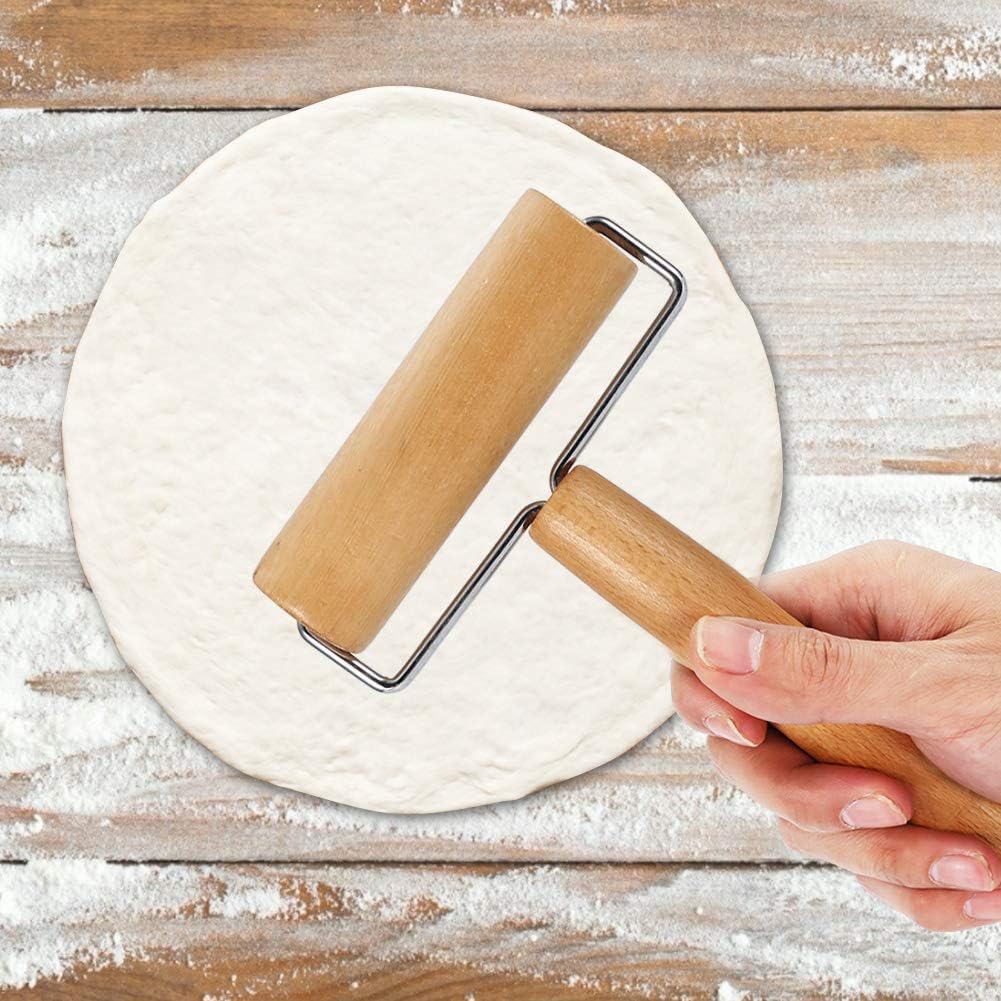 Rodillo para pizza, rodillo pequeño de madera antiadherente para masa de pastelería, tortilla, pizza, galletas, albóndigas (tipo 3)