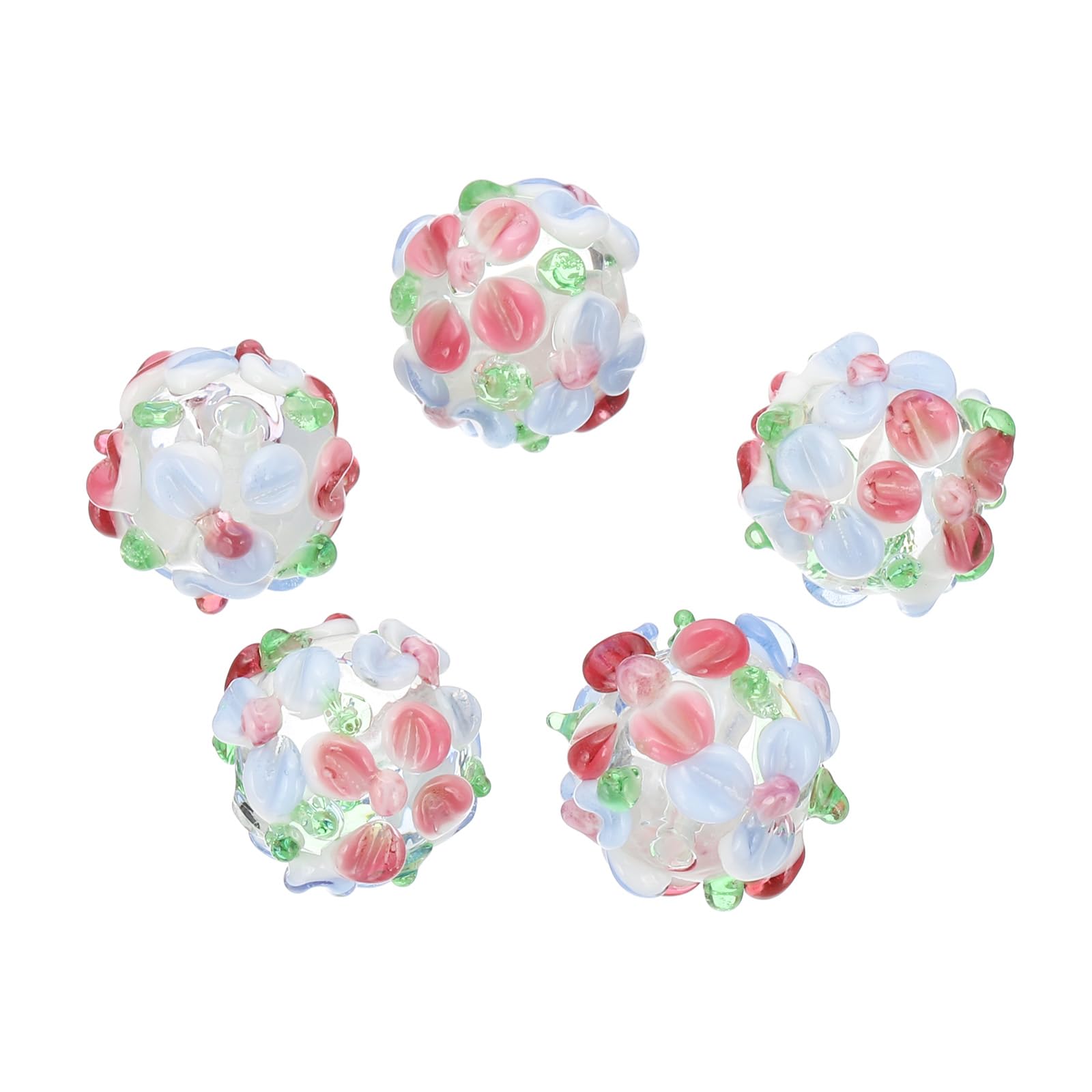 Perles de verre espaceurs ronds de 14mm avec motifs fleurs pour personnaliser vos bijoux faits main