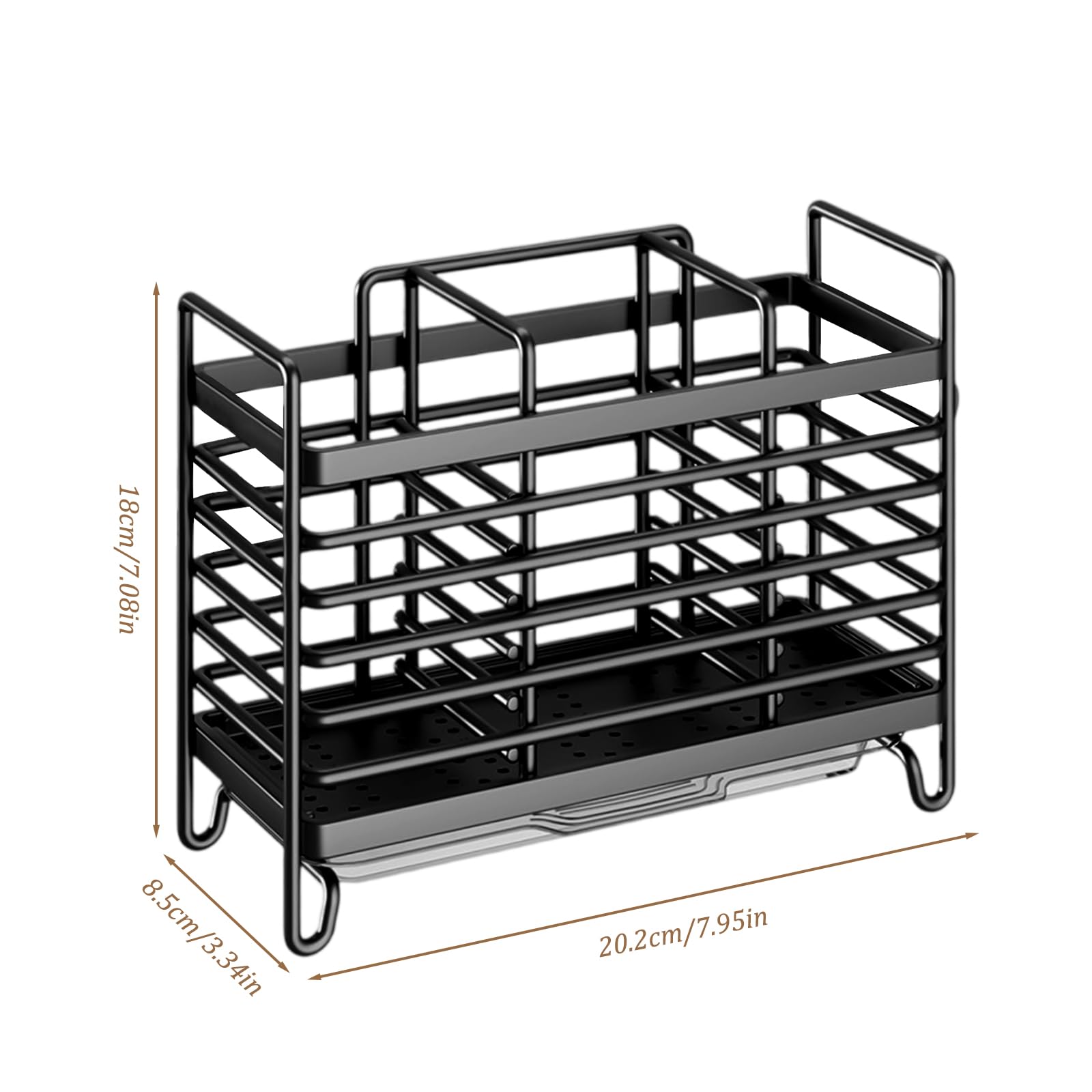Portaposate da Cucina con Scolapiatti 3 Scomparti Cestello Scolaposate in Acciaio Inox Porta Utensili da Cucina Organizer per Posate Supporto per Utensili per Bacchette Cucchiaio Forchetta