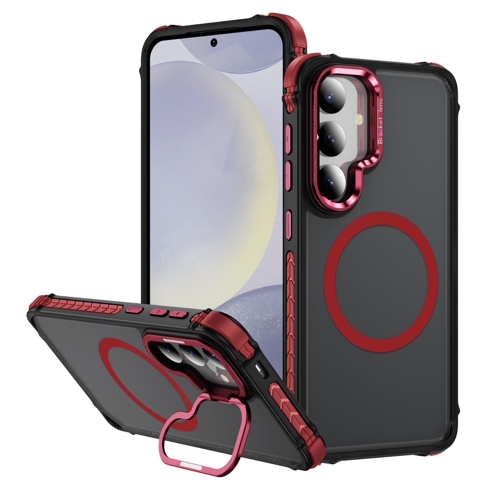 Coque magnétique pour Samsung Galaxy S24 antichoc à bague et boutons métal - 7