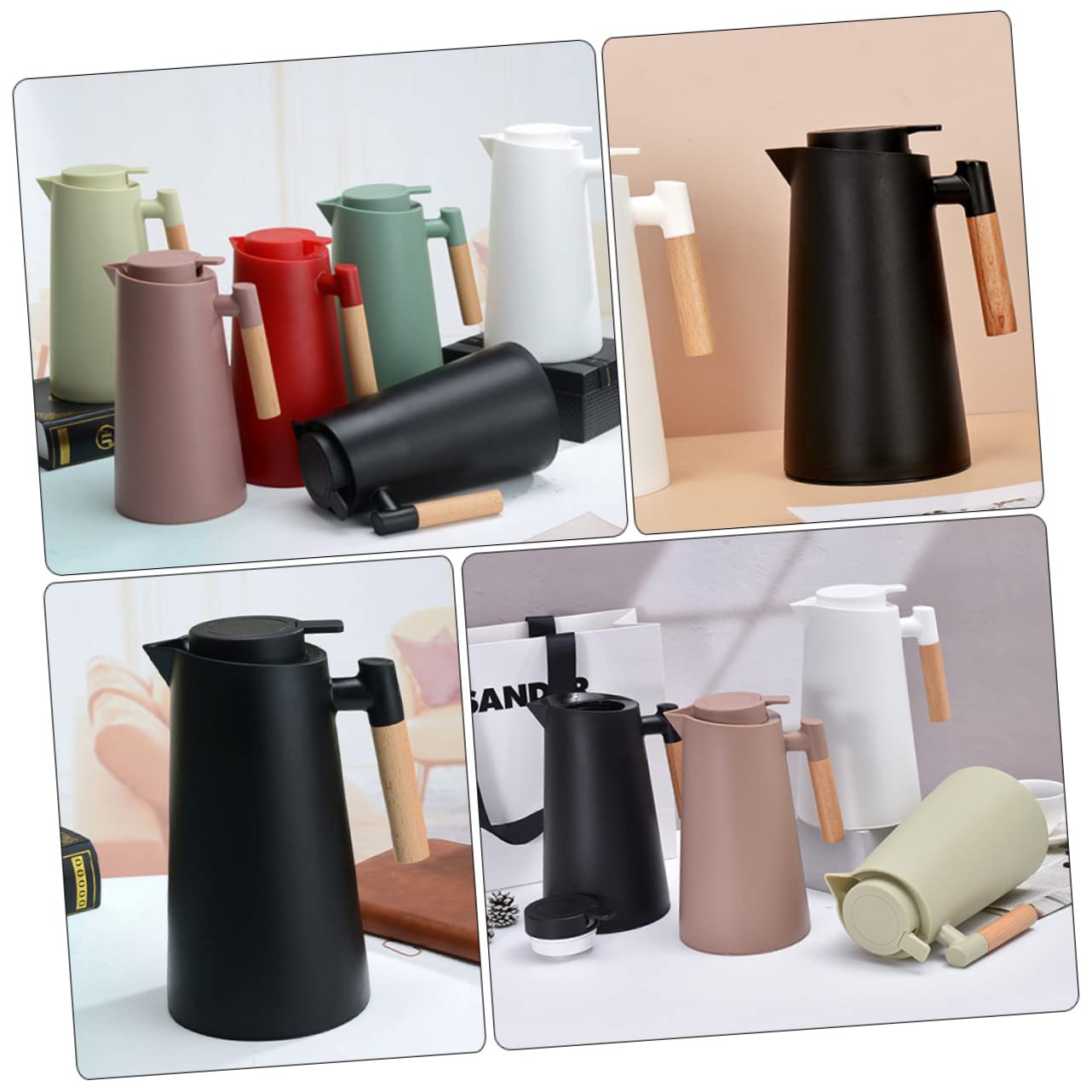 DOITOOL Termo de Vidrio al Vacío para Café y Té Botella de Agua Portátil Asa para Bebidas Frías y Calientes para Camping y Hogar