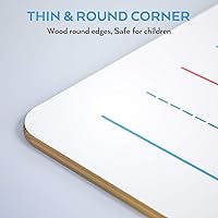 Vista 4 de Nicpro Pizarra de borrado en seco de regazo 9 x 12 pulgadas, paquete de 2 pizarras para niños con doble cara, pequeña, rayada y en blanco, con 8