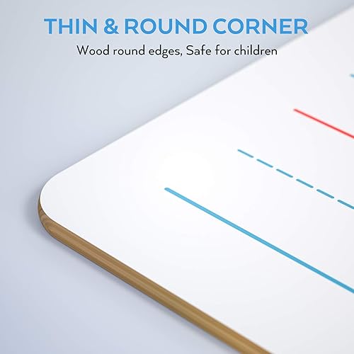 Miniatura 4 de Nicpro Pizarra de borrado en seco de regazo 9 x 12 pulgadas, paquete de 2 pizarras para niños con doble cara, pequeña, rayada y en blanco, con 8