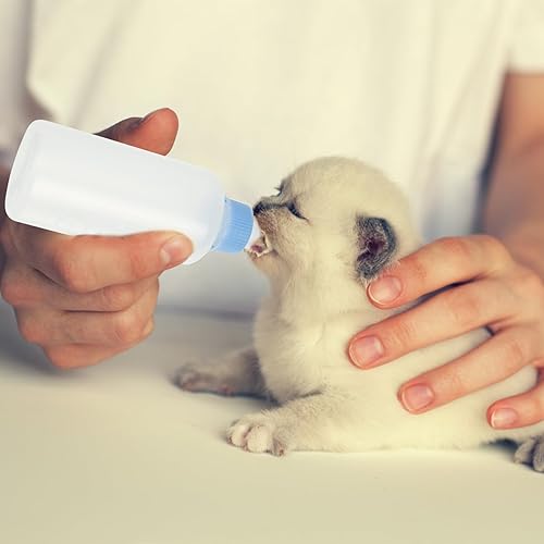 Miniatura 7 de POPETPOP 3 biberones de lactancia para mascotas para gatitos y cachorros, biberones de alimentación para pezones, báscula para animales recién