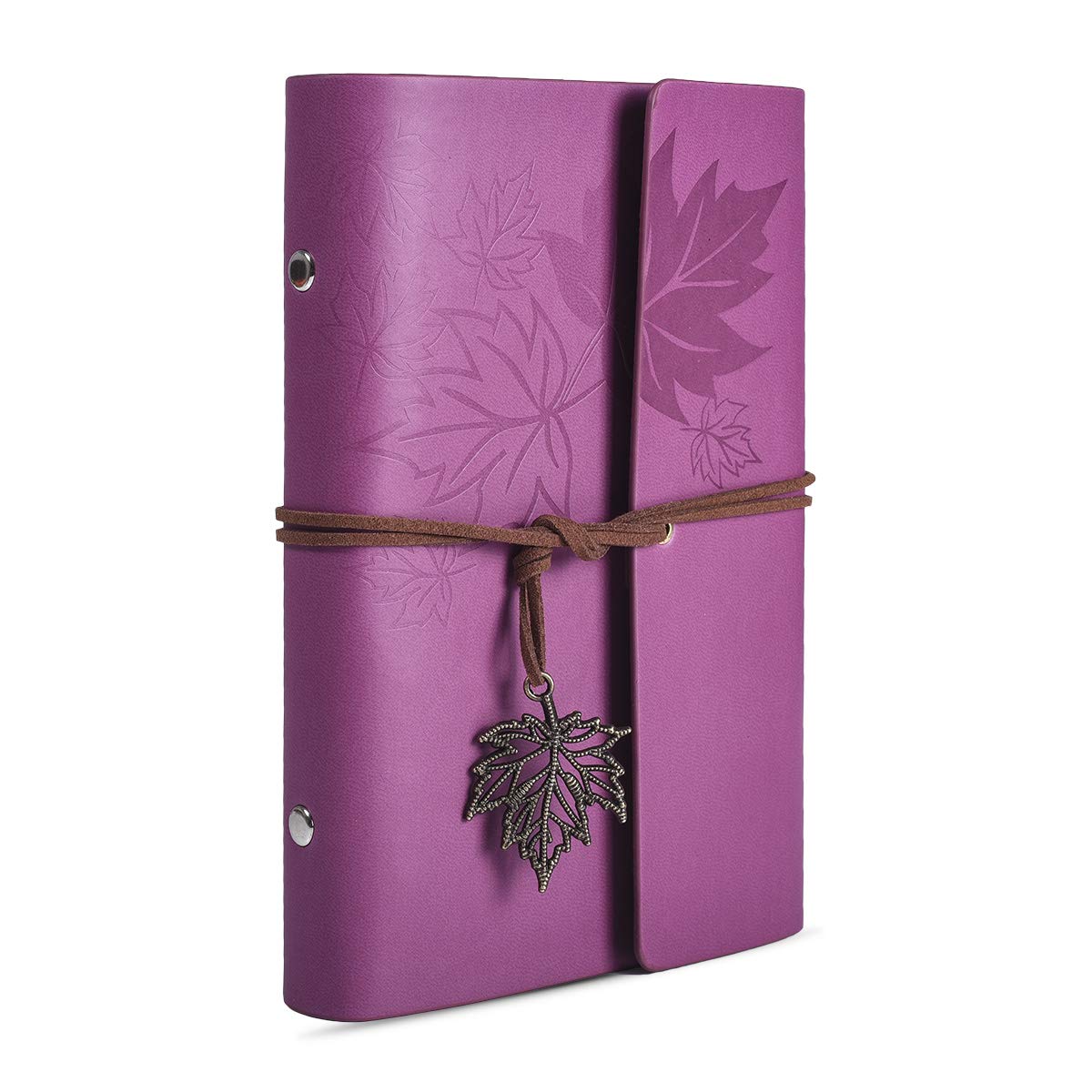 ARRLSDB Leather Writing Journal Notebook, 7 Inches Classic Maple Leaf Vintage Spiral Bound Notebook Refillable Diary Sketchbook Gifts with Unlined Travel Journals to Write in for Girls and Boys