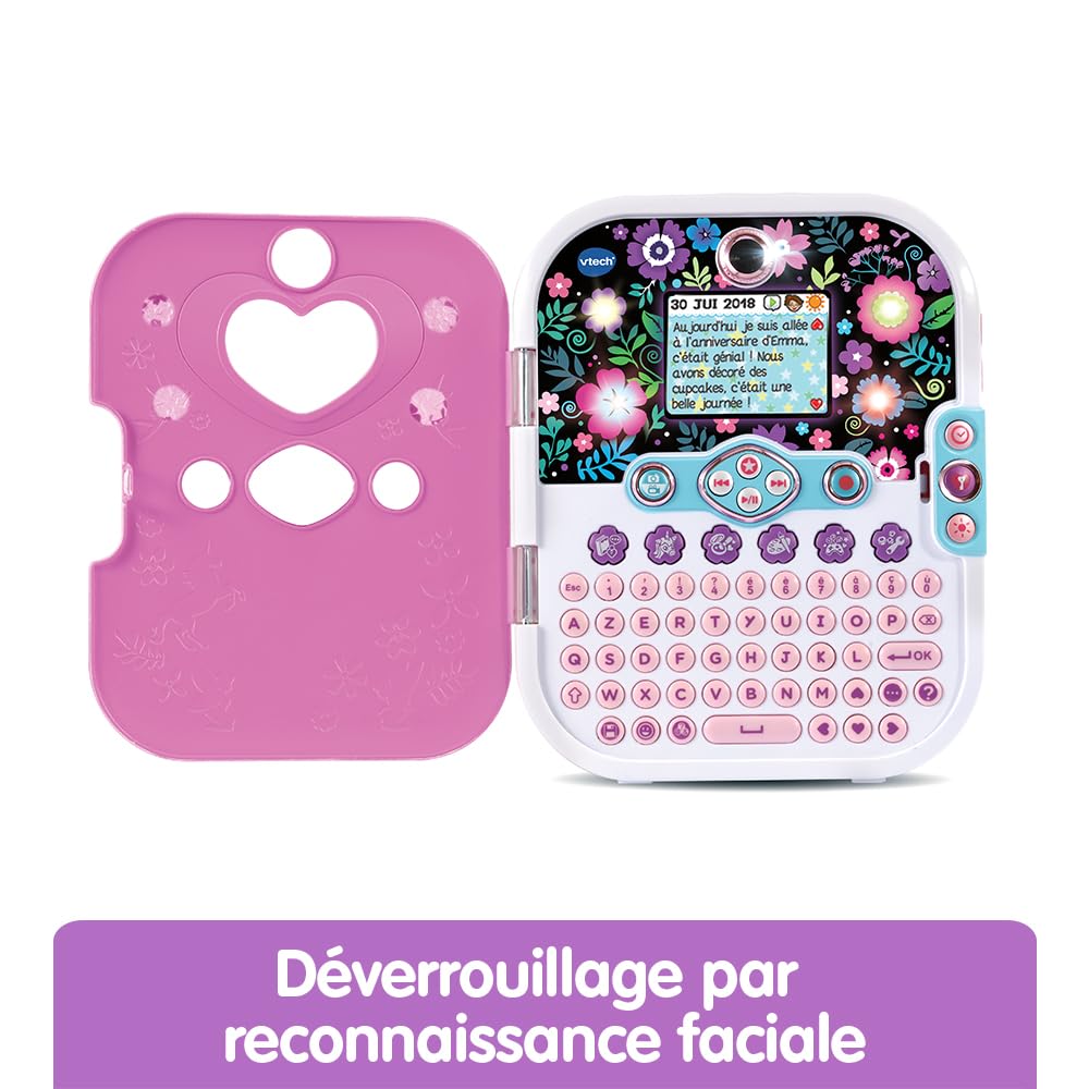 VTech - KidiSecrets Selfie Music 2.0 Rose, Journal Intime 8 en 1 avec Reconnaissance Faciale, Appareil Photo, Jouet Électronique Sons et Lumières, Cadeau Enfant de 6 Ans à 12 Ans - Contenu en Français