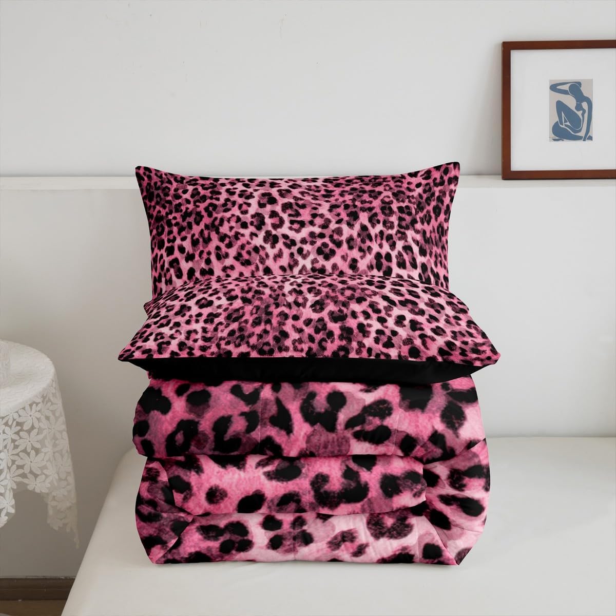 Feelyou Kids Safari Leopard Print Duvet Insert Toddler Size, Cheetah Bedding Set Animal Fur Comforter Set Boys Girls Teens Bedroom Decor 2Pcs