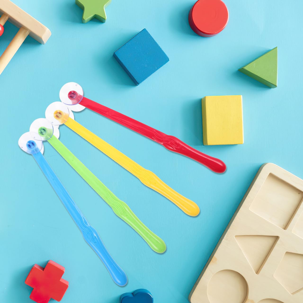 FRCOLOR Kinder Saugnapf Hammer Spielzeug Kunststoff Für Reaktionstraining Und Frühkindliches Lernen 4 Stück Bunt Interaktives Familien Spiel