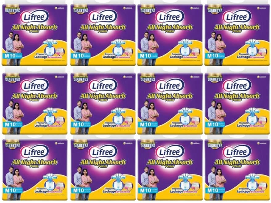 COMPATIBLE WITH Lifree SUPER EXTRA Absorb Adult Diaper Pants 8 hours For Unisex Adult Pant Style Diapers All Night absorb (M10 PACK OF 12)-picture-35