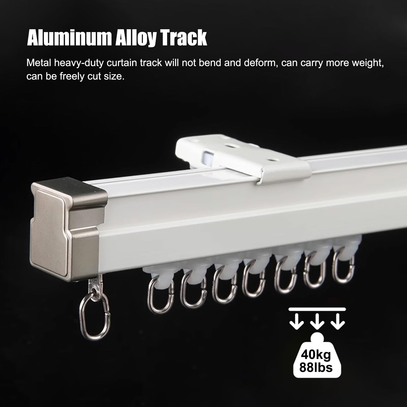 Adjuble 2 m elastyczna aluminiowa szyna do wkładek wnękowych i narożnych, montaż sufitowy/ścienny, płynne przesuwanie, łatwe wkładanie, idealna do każdego pomieszczenia