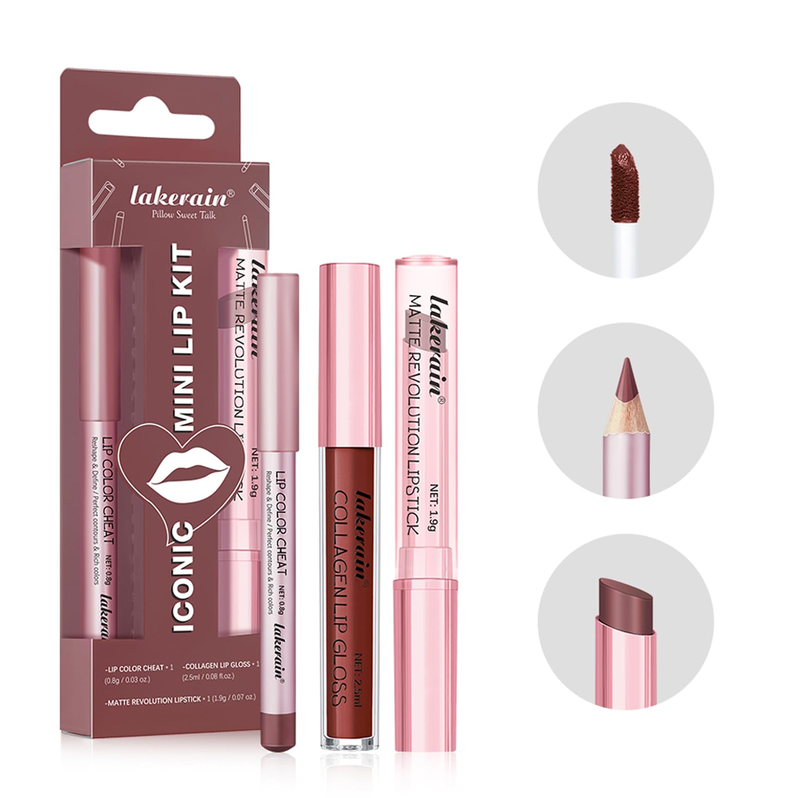3PCS Matte Liquid Lipstick Lip Balm & Lip Liner Lip Kit, Hydrating Tinted Pink Lip Balm - Image 4
