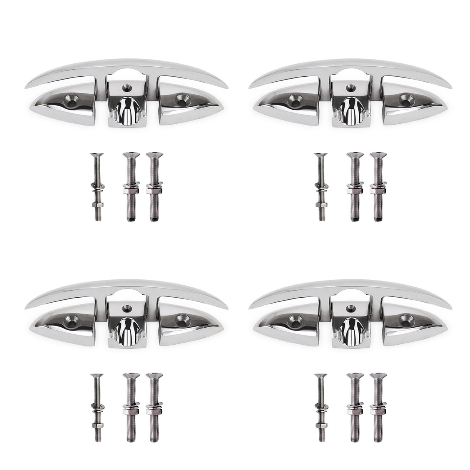 WGDYRP Pack of 4 5 Inch Foldable Stainless Steel Cleats for Boats Marine Hardware Strong 316 Grade Weatherproof