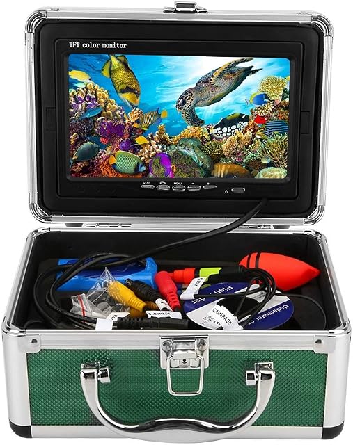 Underwater Fishing Video Camera, Professional Fish Finder with 20m Cable/Carry Case/ 1000TVL/ 7inch Monitor/Sun-Visor