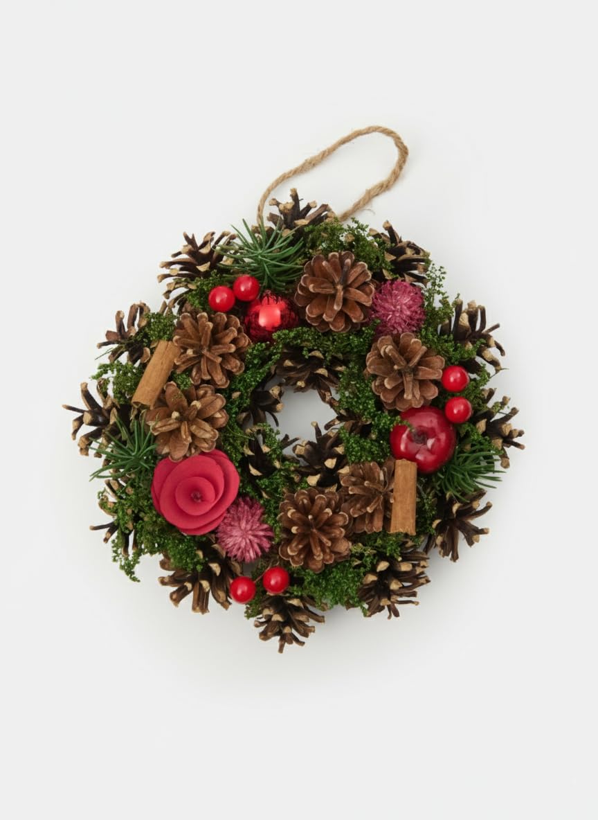 Couronne de porte Noël naturelle 22cm pour habiller une entrée vide