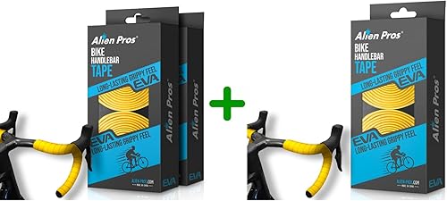 ALIEN PROS Juego de 6 cintas amarillas para manillar de bicicleta EVA - Envuelve tu bicicleta para un paseo cómodo y impresionante
