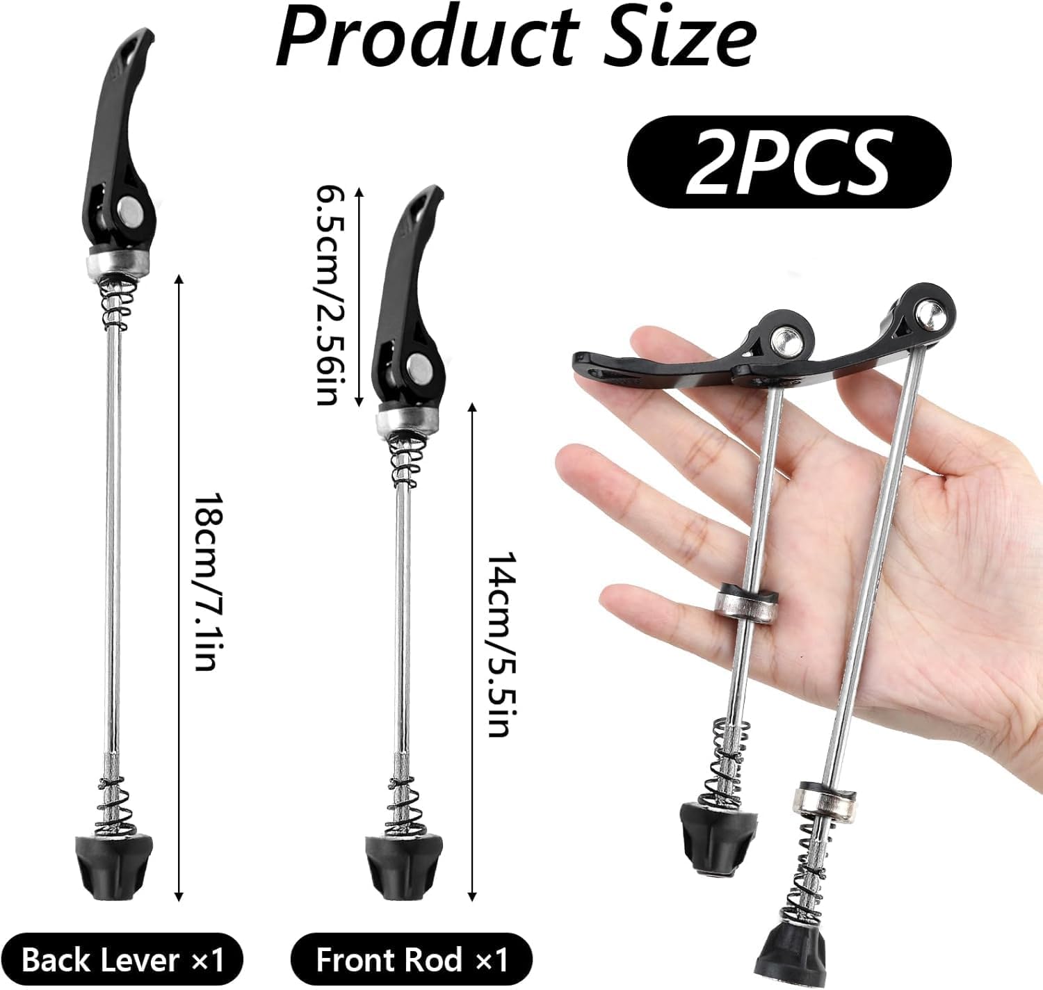 Bicycle Quick Release, 2 Pieces Quick Release Set, Black, Extra