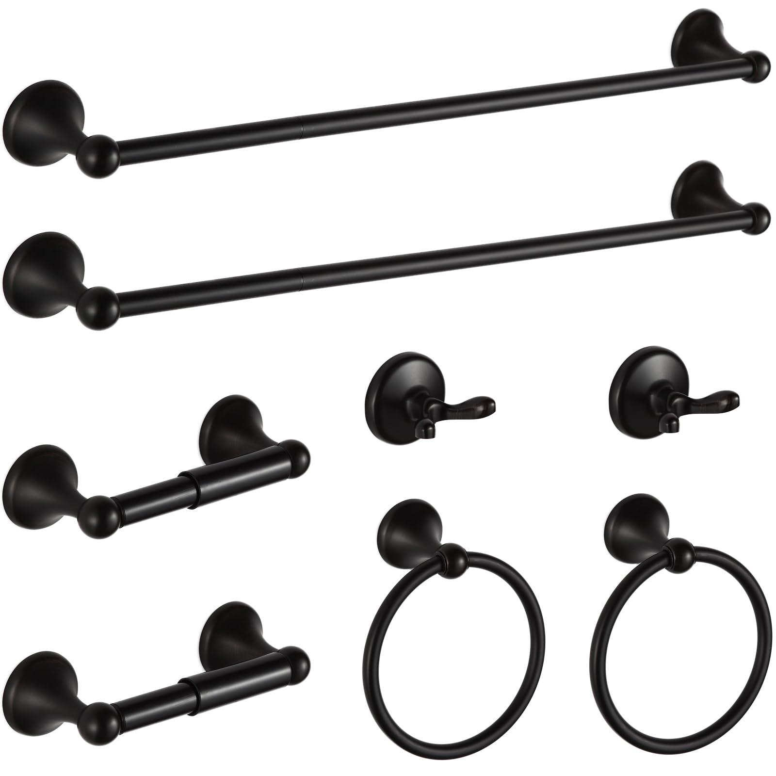 Lot de 8 pièces murales bronze huilé avec barres de salle de bain télescopiques et durables