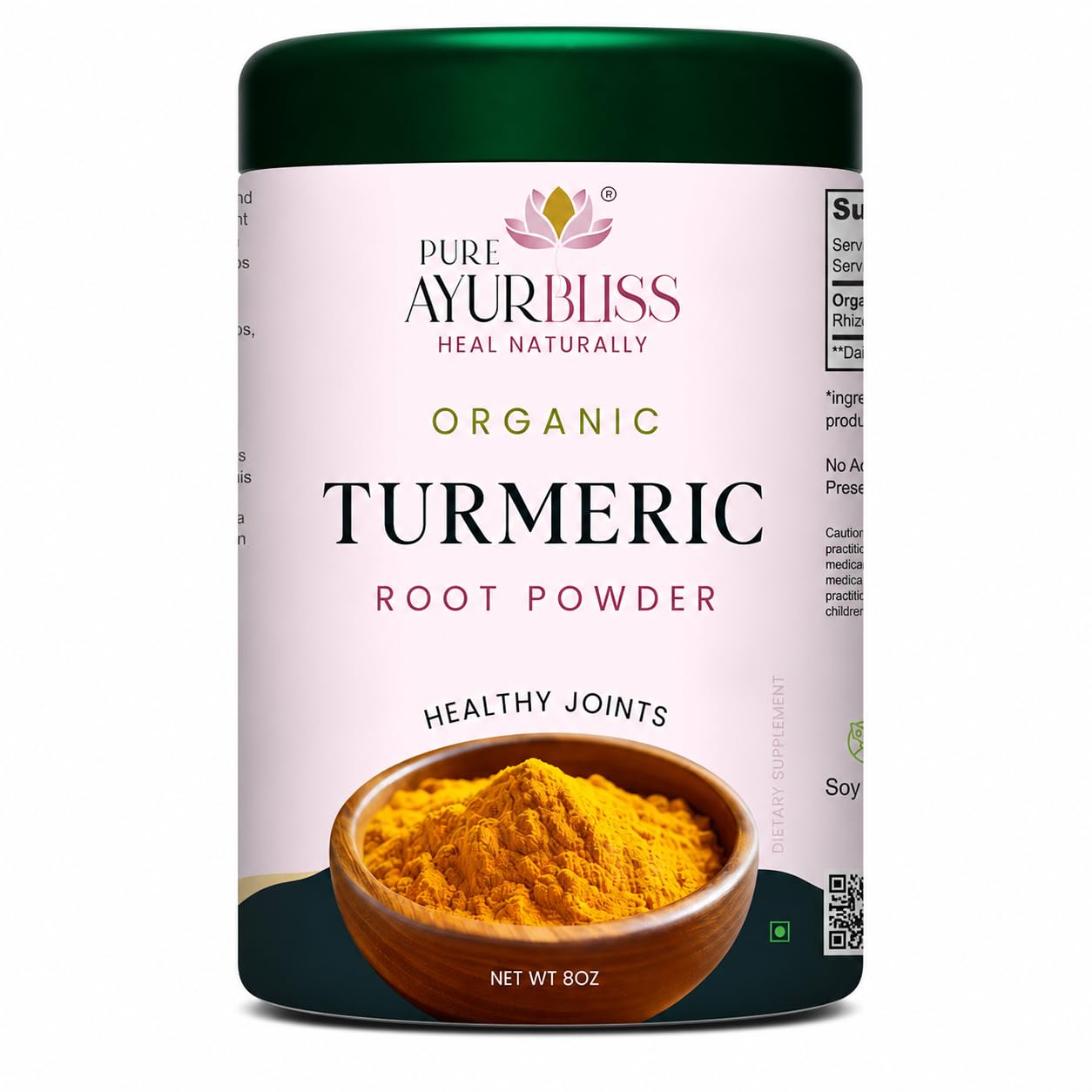 PureAyurbliss Suplemento Fitoterápico de Cúrcuma em Pó Orgânica 224 g