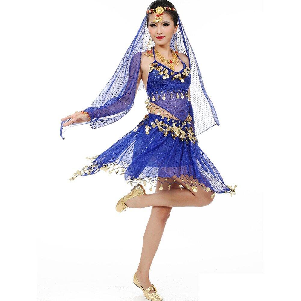 Falda de danza del vientre para brillar en fiestas de halloween y espectáculos de baile