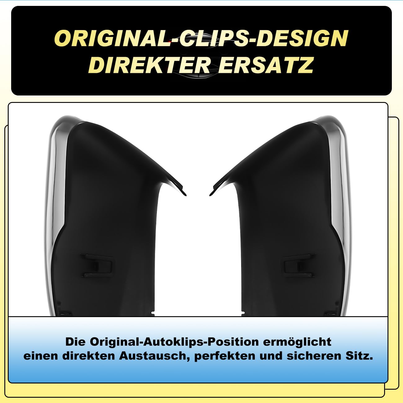 GEARMONSTER Copri specchietti retrovisori auto, custodia per specchio retrovisore, copertura per specchio laterale sostitutiva compatibile con VW Golf Mk6 2009-2013 Nero lucido