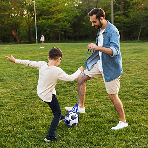 2 Pcs Solo Soccer Kick Trainer Soccer Ball Bungee Training Juggling Net Soccer Ball Net Soccer Training Equipment For Kids Youth Adults Kicking Practice, Fits Ball Size 3, 4, 5, Blue And Green #TOP4