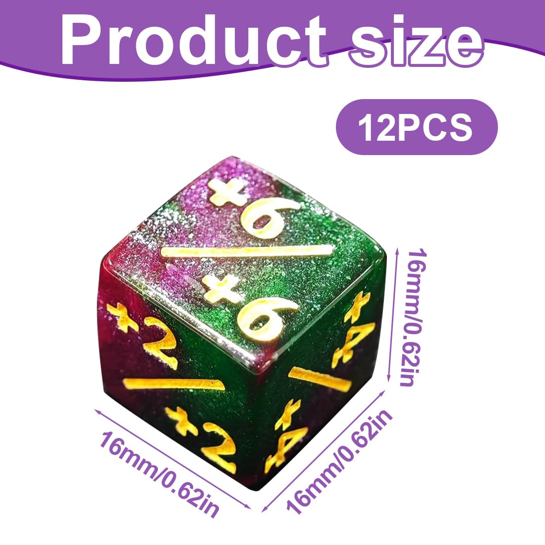 Contador de 12 Dados, Dados acrílicos para juegos multiusos de sumar y restar números, compatible con juegos de cartas, Magic the Gathering Games