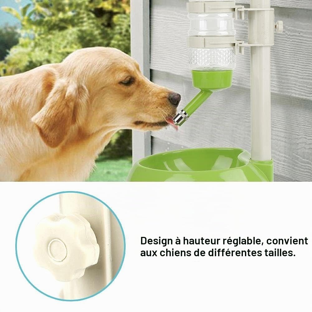 Fdit Bol De Bouteille d'eau pour Chien Alimentant Automatiquement Le Distributeur Réglable De Hauteur d'eau pour Le Chat De Chien(Vert)