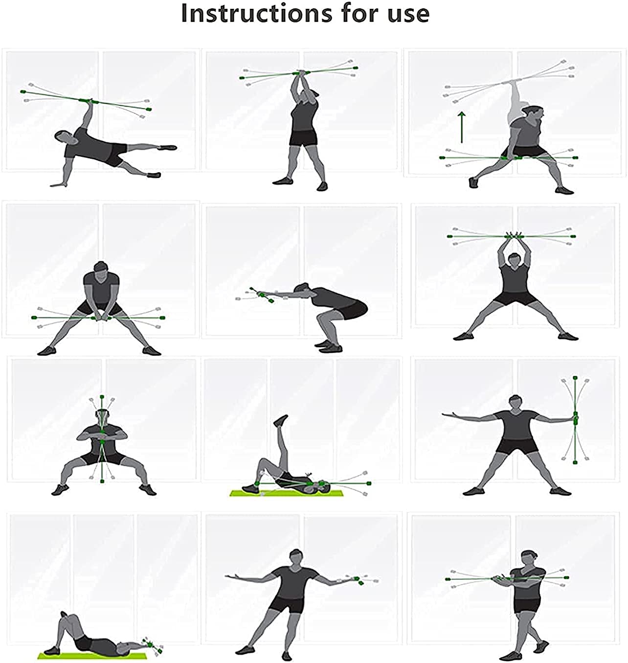 Sport Schwingstab Fitness Swingstick Schwerkrafttrainer zum Trainieren der Tiefenmuskulatur Elastische Fitnessstange, Gewicht schütteln, ausgestattet mit elastischen Trainingsgeräten, aus Gummi und