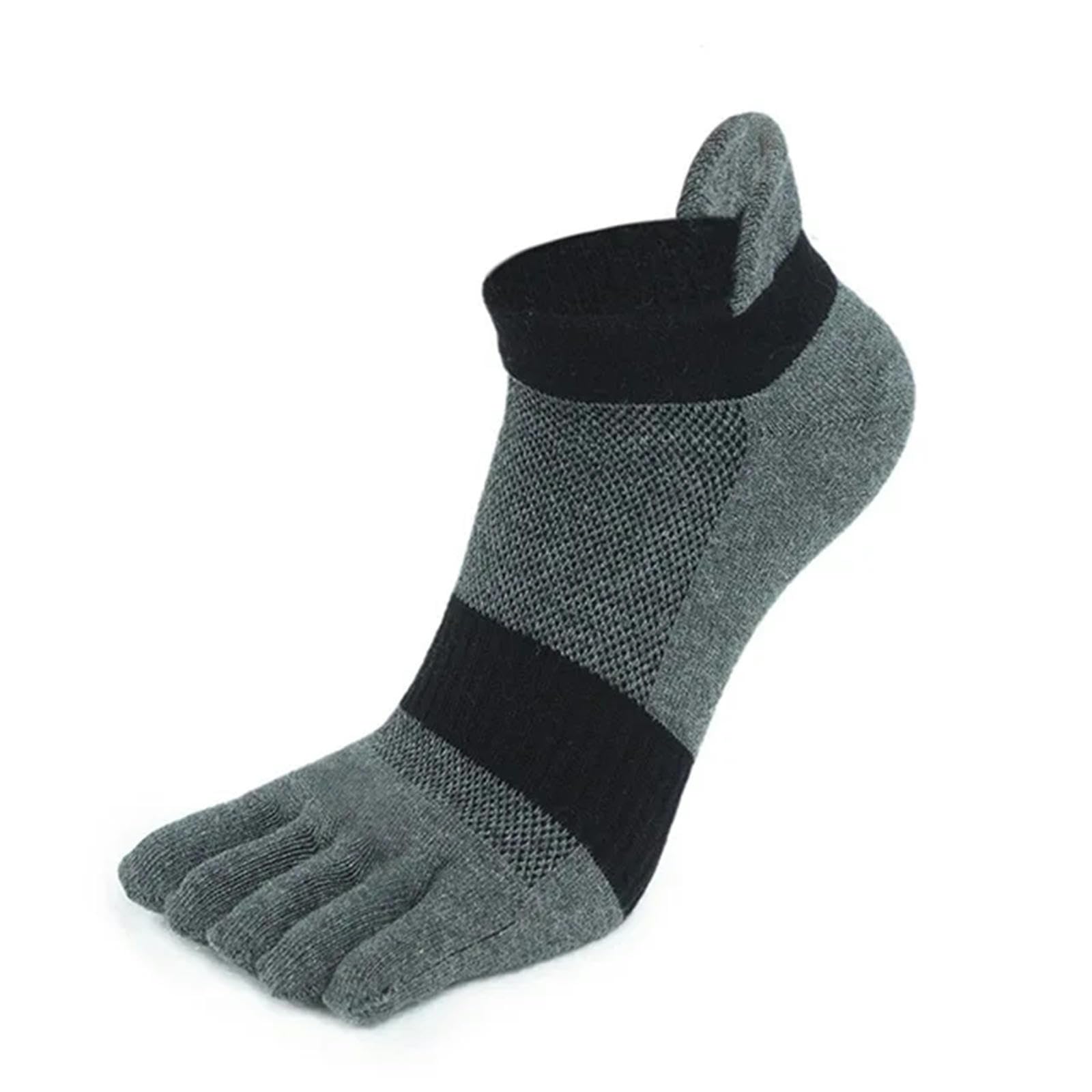 Calzini 5 Coppie Calzini da Uomo A Cinque Dita Grandi Calze da Mash di Cotone A Maglia Corta Traspirante-5 Coppie Grigio Scuro-Io 43-47