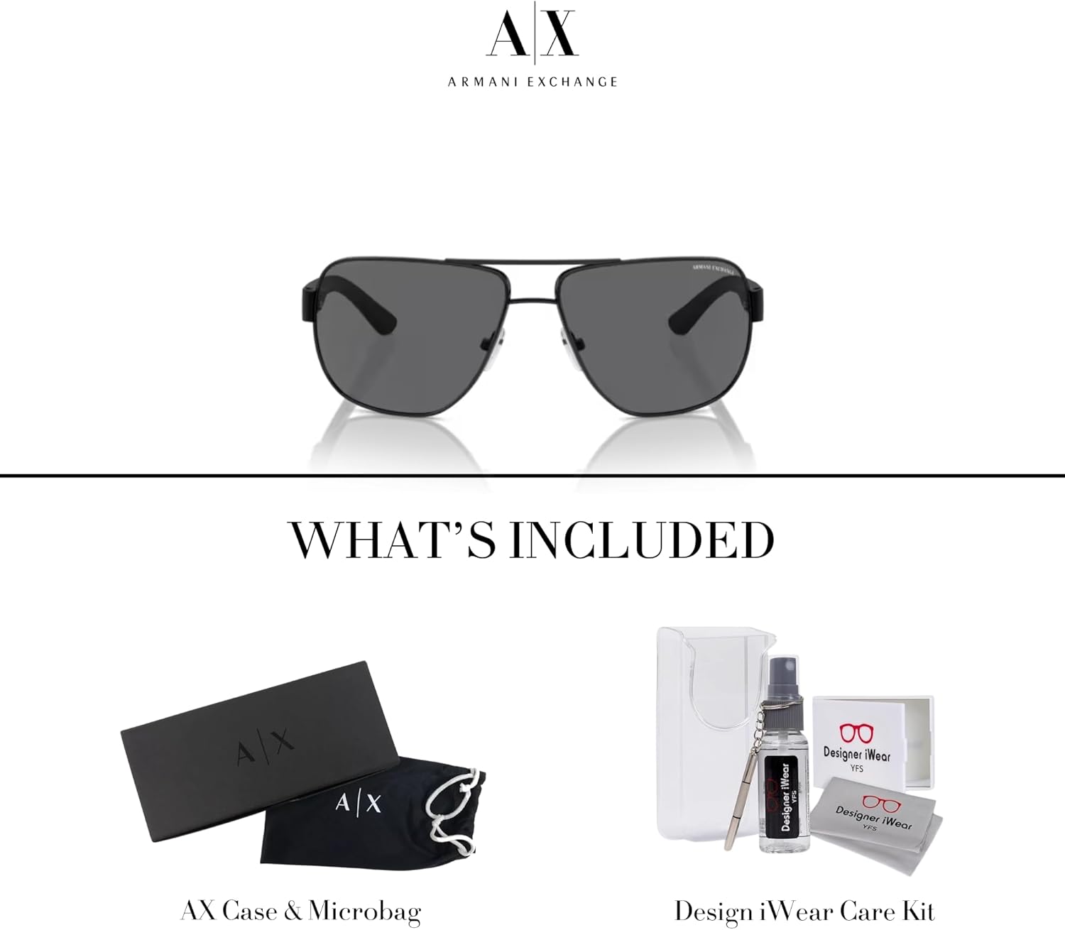Armani Exchange AX2012S Aviator Sunglasses For Men +BUNDLE with ACCESSORY EYEWEAR KIT - Image 6