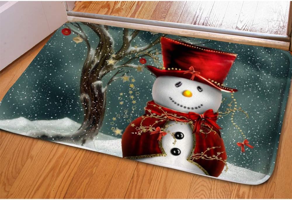 Micandle Christmas Doormat Flannel Non Slip Durable Washable Funny Indoor Outdoor Floor Mat with Rubber Backing for Kitchen Bedroom Bathroom Front Porch Decor Layered Patio