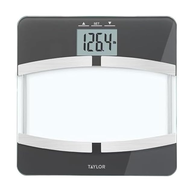 Taylor Digital Glass Body Composition Scale Bathroom Scale for Body Weight Measures Body Fat Body Water Muscle Mass