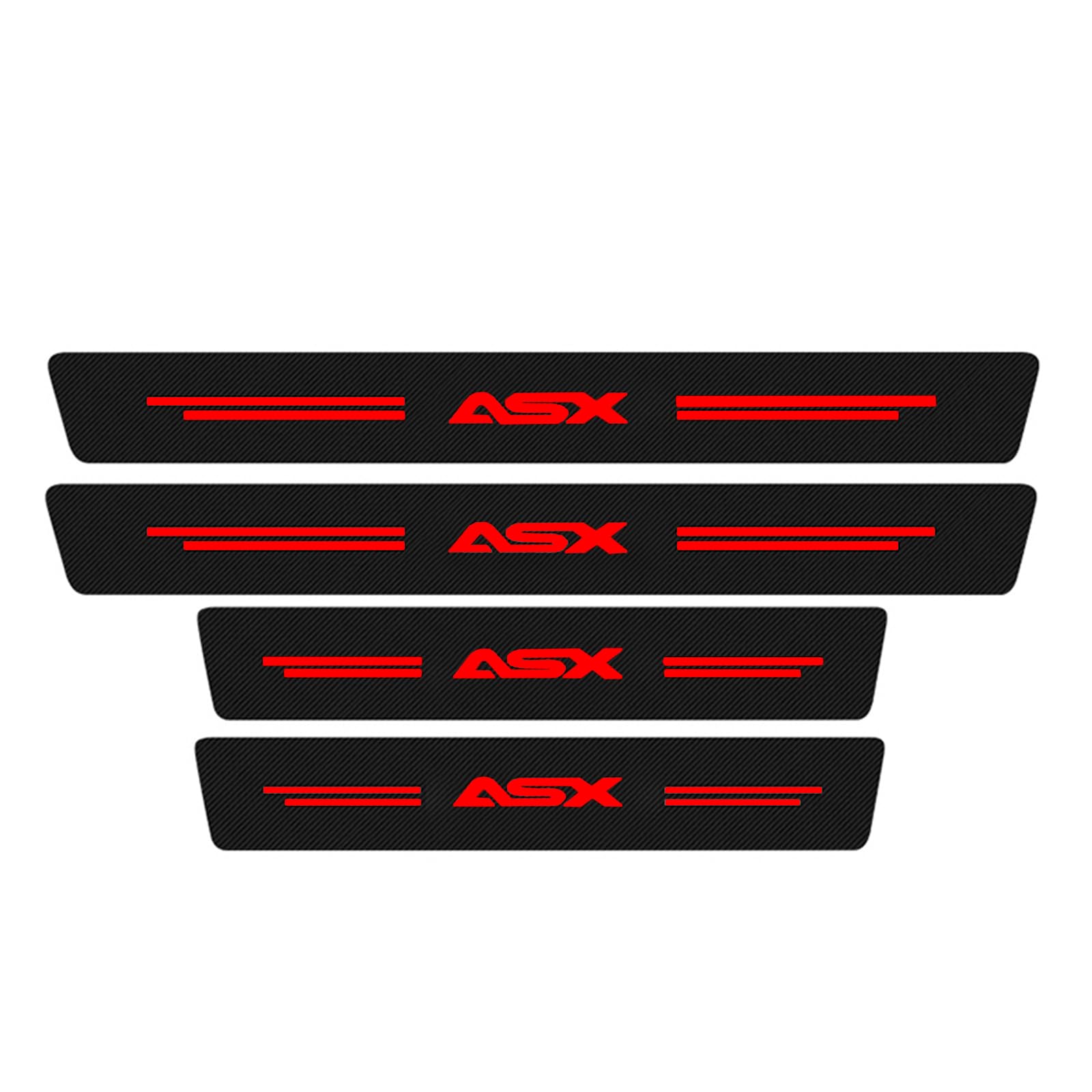 KAFMZEP 4pcs Car Door Sill Protectors for Mitsubishi ASX Accessories, Self Adhesive Carbon Fibre Wrap Film Universal Automobile Threshold Strips Kick Plate Covers Sticker,Red