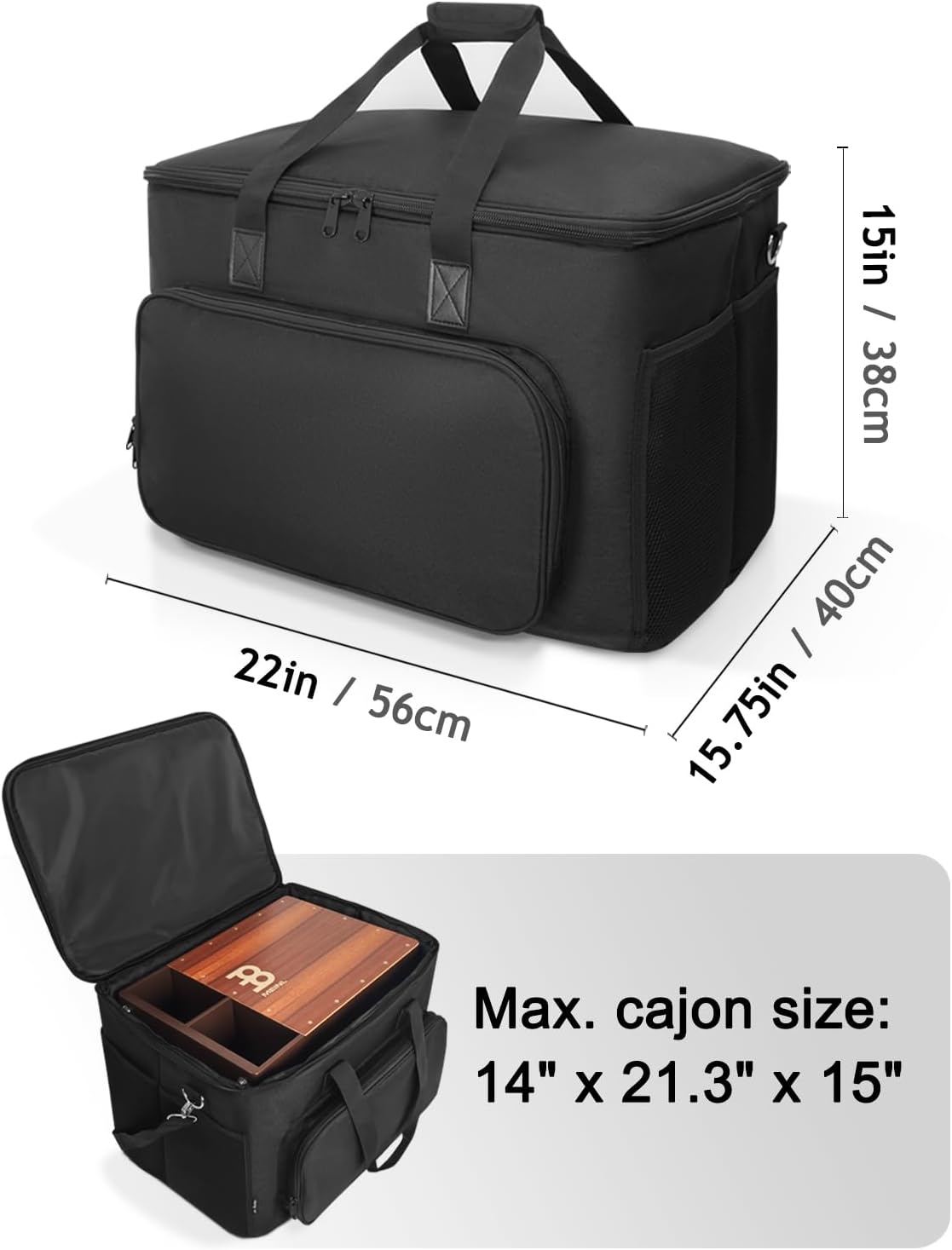Professional Large Cajon Box Drum Bag — Designed for Jumbo Size Cajon (Maximum Recommended Cajon Size is 14"×21.3"×15") (Bag Only)