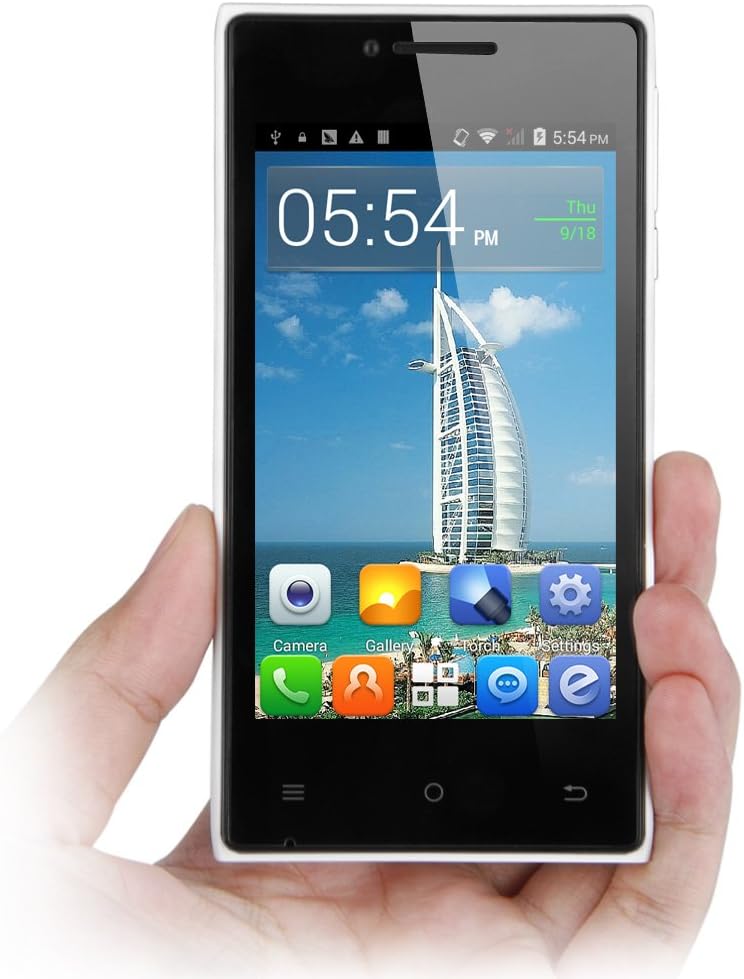 CUBOT GT72 Plus Dual Core 4 Inch Android 4.4 KitKat 3G Unlocked Smartphone MTK6572 4G ROM Dual SIM Cell Phone(White) + Floureon TF Card Reader