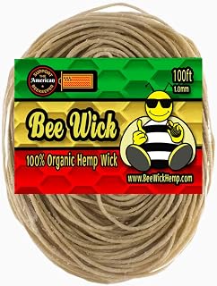 Hemp 100ft of 100% Organic Hemp Wick, Made with American Beeswax (1.0mm)
