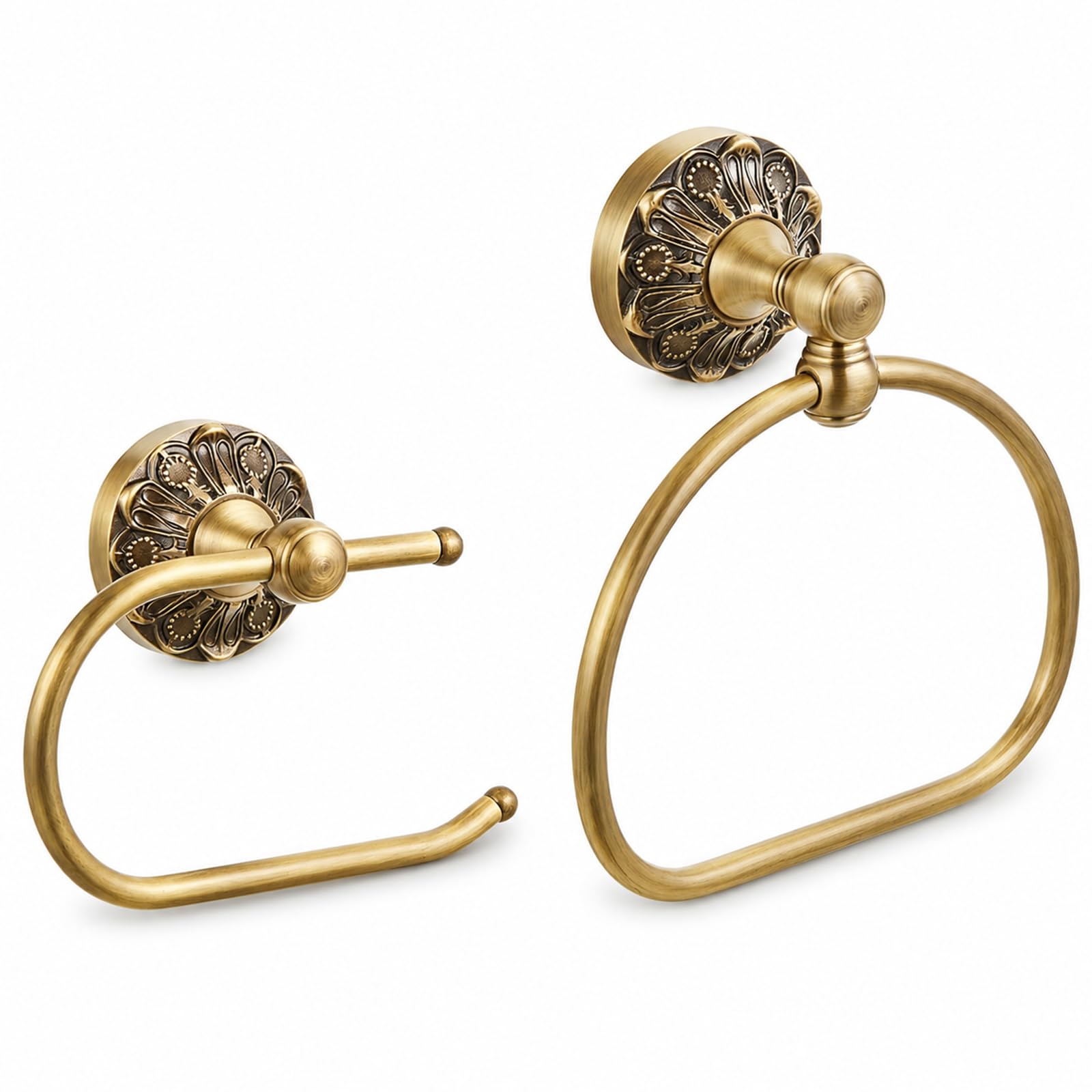 Antique Toilet Paper Holder 2 Pcs Gold Brass Hand Towel Ring Vintage Tissue Roll Set, Wall Mounted Bathroom Paper Hanger Hardware Decor Accessories(Oval) — Amazon image 13