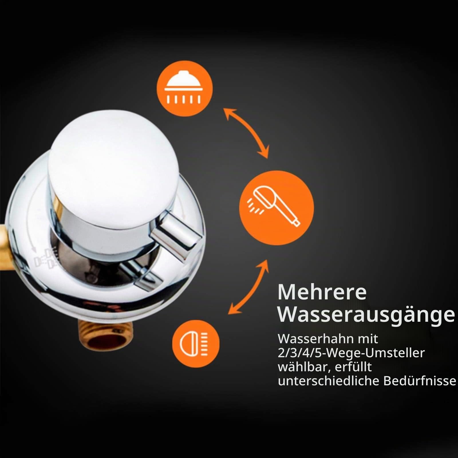 Wandmontage Dusche Zimmer 2/3/4/5 Wege Wasserauslass Mischer Messing | Mischbatterie dusche Messing Dusche Wasserhahn Schraube oder Intubation Kupfer Mischventil kaltes warmes Wasser verchromt