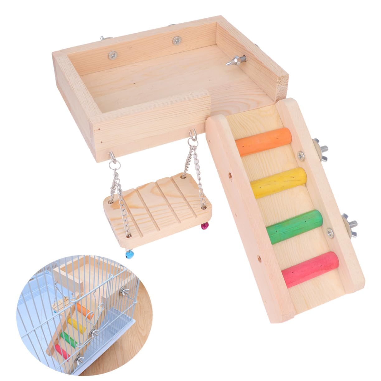 Beaupretty Jouet Échelle pour Animaux, Balançoire à Oiseaux, Matériau Sûr, Grand Format, Jeu D’Escalade pour Hamster et Perroquet, Accessoire Ludique pour Cage D’Oiseaux, Petits Animaux