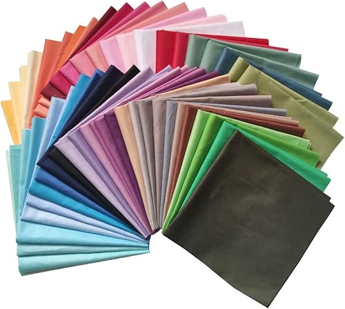 Paquete de 50 piezas de colores sólidos de tela de retazos de algodón de colores mezclados para manualidades, costura y acolchado, 50 colores (7.9 x