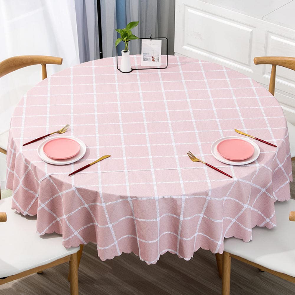 Mantel de Tela Antimanchas Arte PVC Anti Caliente Impermeable Disponible en Varias Medidas Rosa 240cm de Diámetro Redondo