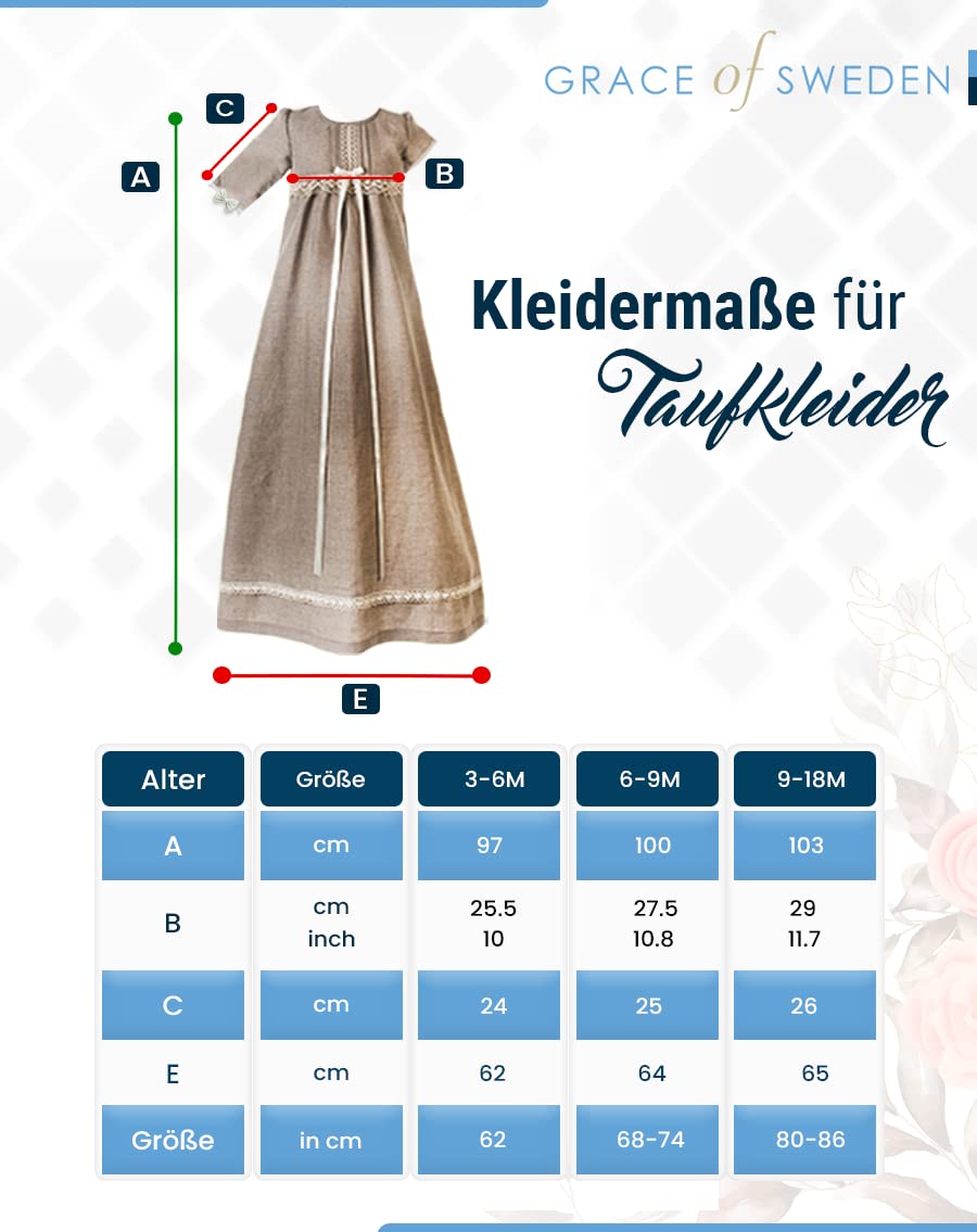 Taufkleid Junge - Baby Mädchen Taufkleidung für Taufe Matrosenkleid Taufmütze Schwedischen Design 62 68 74 80 86