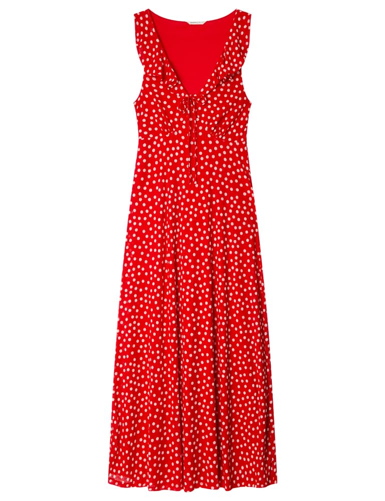 Polka Dot Dress with Bow Neckline