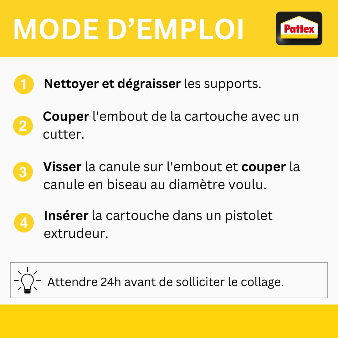 Pattex Ni Clou Ni Vis Extra Fort -12 cartouches de 380 g – Colle de fixation à maintien immédiat – Colle rapide pour usage intérieur surpuissante