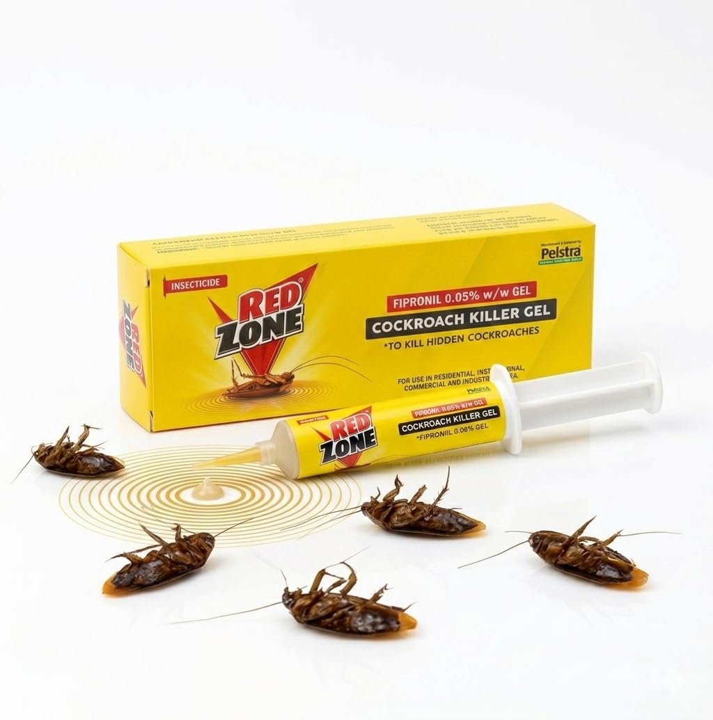 Red Zone Cockroach Killer Gel, Fipronil 0.05% w/w, 35gm Pack of 1, Long-Lasting Insecticide for Home Kitchen Office-image-48