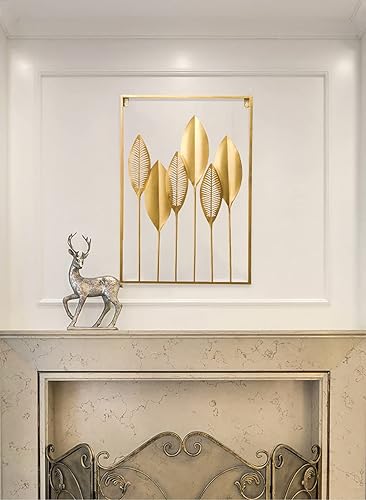 Miniatura 2 de Decoración de pared de metal dorado 24 x 16 pulgadas decoración colgante de pared de hoja dorada con marco adornos de pared escultura de pared de