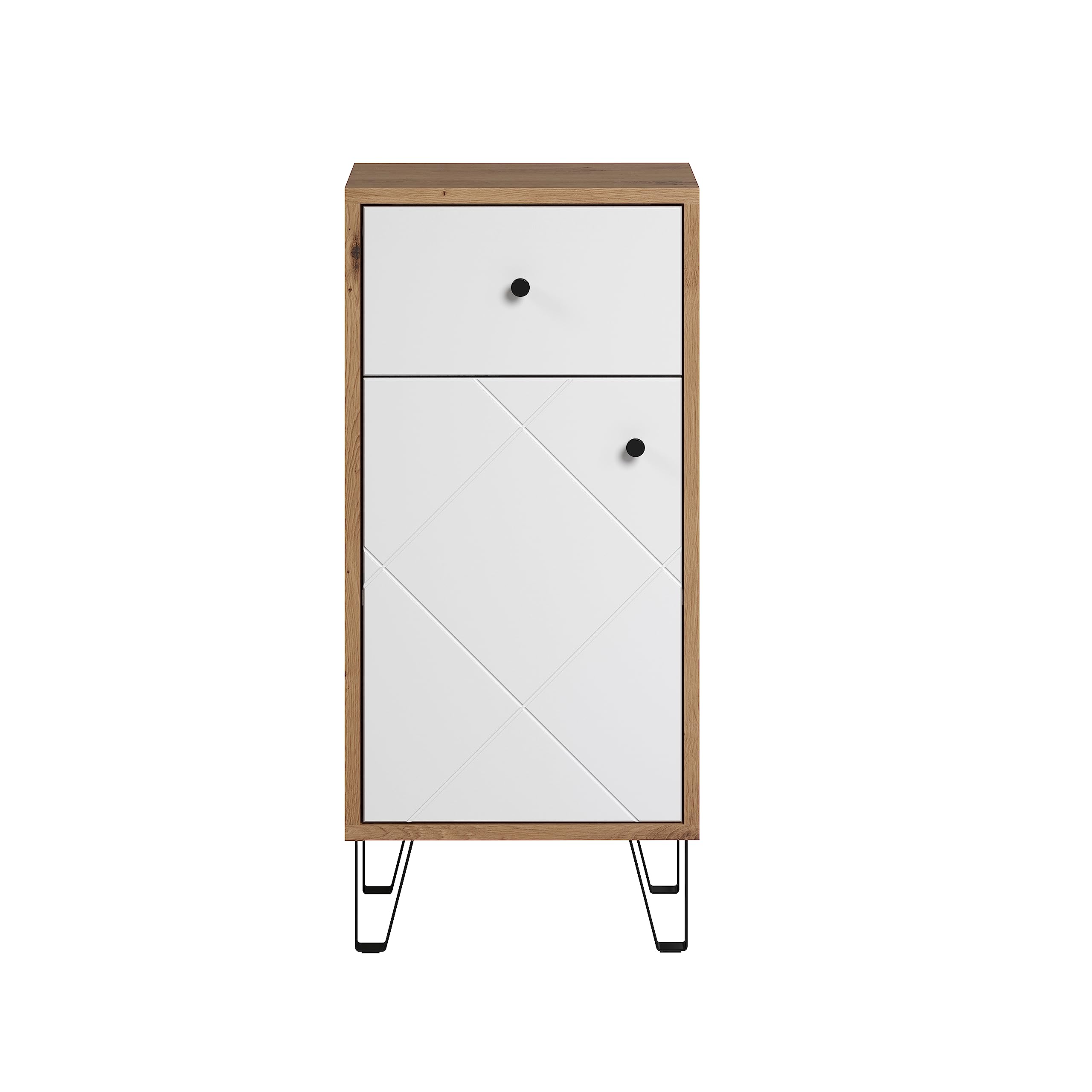 trendteam smart living - Commode de Salle de Bain - Salle de Bain - Tactile - Taille d'assemblage (LxHxP) 36 x 79 x 29 cm - Couleur chêne Artisanal avec Blanc - 210280207